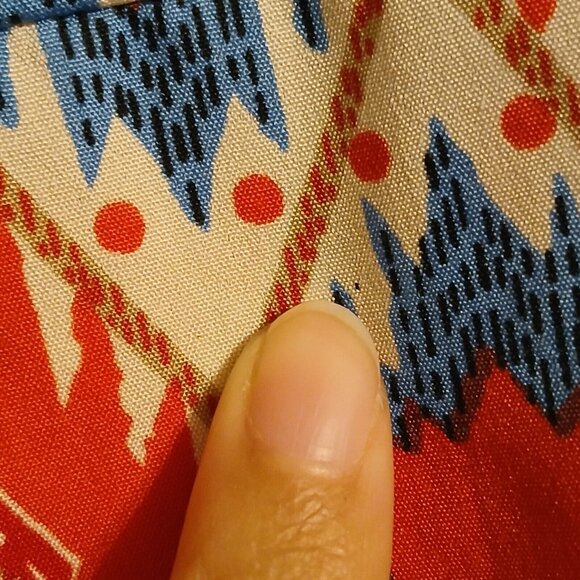 Hannah Women's Size S Red Colorful Button-Up Collared Blouse Roll Tab Sleeve - Picture 9 of 11